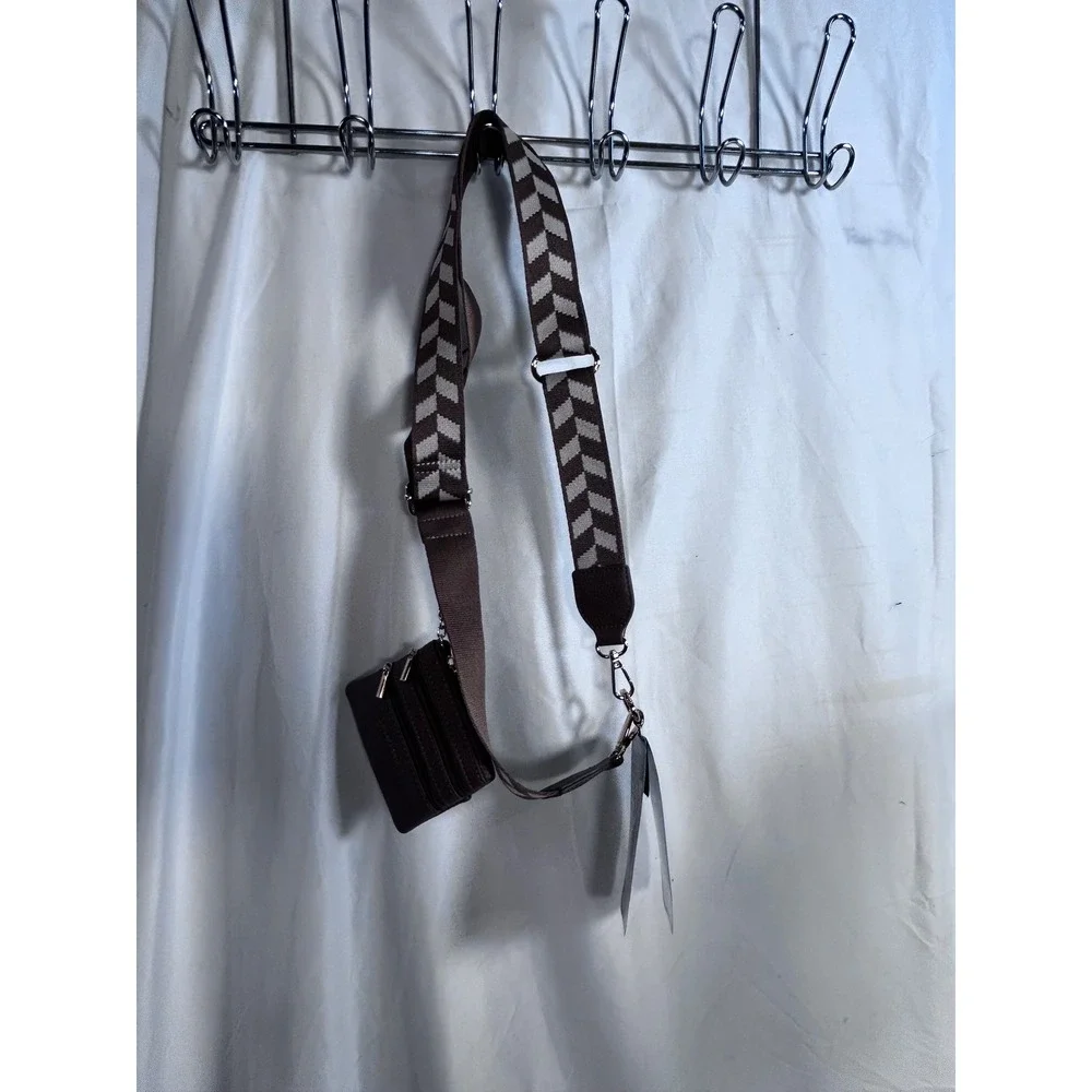 Save The Girls Clip & Go Phone Carrier OS Brown Chevron Crossbody Pouch Women